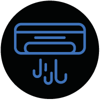 Cooling icon; black and blue circle.