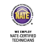NATE-Certified Technicians Logo NATE-Certified Technicians logo, purple and gold.